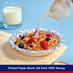 JOLLY CHEF 160 Count Paper Bowls 20 oz Soak Proof, Heavy Duty Printed Disposable Bowls Bulk for Dinner or Lunch