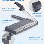 Firbon 12" Guillotine Paper Cutter with Hidden Ruler, Compact Heavy Duty 12-Sheet Capacity Trimmer for Cardstock, Photos, Scrapbooking, Office, Classroom, Studio (Gray)