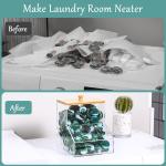 1.2GAL Large Acrylic Laundry Pods Container BY VEGEVIGI, Dishwasher Pods Holder Dispenser With Lid, Laundry Room Organization And Storage