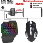 One - Handed RGB Gaming Keyboard and Mouse Combo, USB Wired LED Backlit Keyboard with Mouse and Converter, 35 Keys Mini Gaming Keyp Set for Android, for iOS 13.4 Or Less