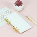 Mulitbey A6 Semi-Petal Acrylic Binder, 6-Ring Notebook Cover with 90 Sheets Refill (45 Lined + 45 Blank), Gold Rings, Elegant A6 Loose Leaf Binder Planner & Journal for Organization (Clear Petals)