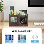 Multifunctional Pen Holder and Organizer for Desk with Wireless Charger, Digital Indoor Thermometer and Humidity Gauge, Home Office Organizers and Storage (Battery Included)