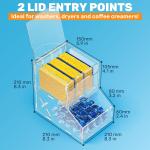 Acrylic Laundry Pods Organizer with 2 Lids - Multi-Purpose Dispenser for Dishwasher Pods, Detergent Powder, Dryer Balls & Snacks | Wall Mount or Desktop Storage