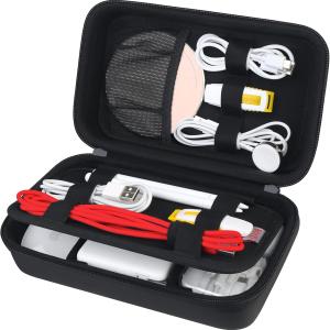 BOVKE Hard Electronics Organizer, Travel Cable Organizer Bag, Tech Organizer Case for Power apter Chargers Cables Earbuds Flash Drives and Other Electronics Accessories & Supplies, Black