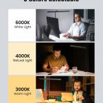 SUPERDANNY LED Desk Lamp for Office Home, Eye-Caring Desk Light with justable Gooseneck, 12W Touch Control Dimmable Brightness, Architect Clamp Lamp with USB apter for Reing Study Workbench