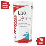 WypAll GeneralClean L30 Cloths Heavy Duty Cleaning Wipes (05843), Strong and Soft Bulk Paper Wipers, White (70 Sheets/Roll, 24 Rolls, 1,680 Sheet Total)