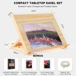 Tabletop Easel for Painting, 13.8"x11.4" justable Portable Art Easel Includes Art Painting Papers, Sketch Papers and Masking Tape, Pinewood Drawing Board for Canvas, Books and Artwork