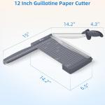 Firbon 12" Guillotine Paper Cutter with Hidden Ruler, Compact Heavy Duty 12-Sheet Capacity Trimmer for Cardstock, Photos, Scrapbooking, Office, Classroom, Studio (Gray)