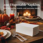 Prestee 200 Disposable Paper Hand Towels That Feel Like Linen Napkins, 2-Ply - Guest Towels, Wedding Paper Napkins, Disposable Napkin for Guest Bathroom, Parties, Dinners, Events (White)