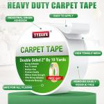 YYXLIFE Double Sided Removable Rug Tape - Carpet hesive for Hardwood Floors,Non Slip Anti Curling Floor Tape for Area Rugs,Mats,Carpets - No Residue Strong Hold for Tile, 2Inch x 10Yards,White