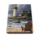 DWVSFJM Sea Lighthouse SandbeachPu Leather Notebook, Waterproof Wear-Resistant Spiral Notebook,A5 Hardcover Notebooks 90 Sheets Perfect For Office Home Supplies