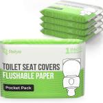 Toilet Seat Cover Paper Flushable (50 Pack) - XL for ults and Kids Potty Training, 100% Biodegrable Travel Supplies Essentials for Public Restrooms, Airplane, Camping, Festivals