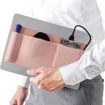 3-Pocket Organizer, mouse holder for laptop stick on – external hard drive sleeve for MacBook, laptop mouse holder (Pink)
