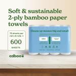 Caboo Tree Free Paper Towels, 8 Rolls, Earth Friendly Sustainable Kitchen Paper Towels with Strong 2 Ply