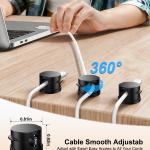 OneLeaf 12 Pack 360° Rotatable Spring Cable Clips[1s Lock], hesive Cord Holder for Nightstand, Phone Charger Cord Holder for Desk Home Office Car Game Station