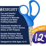 Westcott Fun and Fashionable Student Scissors for Ages 12+, Stainless Steel Floral-Printed Bles, Back-to-School, School Supplies, Classroom Supplies, 7-Inch