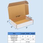 Shipping Boxes 9x6x2" 25 Pack - White Corrugated Cardboard Mailing Box for Small Business - Literature Mailer Packaging Supplies