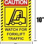 Caution Watch for Forklift Traffic Sign Stickers 7 x 10 Inch - Caution Look Out For Forklifts Decals 4 Pack