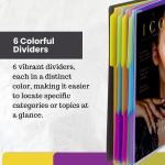 Performore - 12 Pocket Spiral Subject Organizer with 6 Dividers, Folder Organizer Spiral Binder with Front Cover Pocket and Customizable Cover, Erasable Write On Tabs for Documents Files Projects