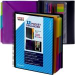 Performore - 12 Pocket Spiral Subject Organizer with 6 Dividers, Folder Organizer Spiral Binder with Front Cover Pocket and Customizable Cover, Erasable Write On Tabs for Documents Files Projects