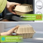 [6x6"-50Pack]100% Compostable To Go Food Containers with Lids, Burger Box Take Out Clamshell Container, Bio Disposable | Eco Friendly | Heavy-Duty Boxes, Me of Sugarcane Fibers