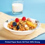 JOLLY CHEF 160 Count Paper Bowls 20 oz Soak Proof and Cut Proof Microwave Safe Heavy Duty Flower Printed Disposable Bowls Large for Dinner or Lunch