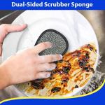 12 Pack Multi-Purpose Scrub Sponges for Kitchen by SmilePowo Non-Scratch Microfiber Sponge Along with Heavy Duty Scouring Power - Effortless Cleaning of Dishes, Pots and Pans