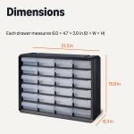 Basics Storage Cabinet, 24-Drawer Plastic Organizer with Dividers for Office/Craft/Tools, Wall Mountable, 6.3 x 21.3 x 15.8 inch, Black