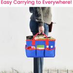 Godery Desktop Tote and Organizer, Teacher Helper Bag for Arts, Books, Stationery, Office Desk, Make-up Storage with Handles for Travel (BLUE)