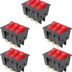 Create idea 5 PCs 9-Pin 2 Position KCD3 Red Light Rocker Switch 34x40mm for Household Appliance Switches 16A 250V/125V