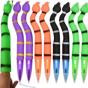 Maydahui 8 PCS Halloween Snake Shaped Tentacle Ballpoint Pens Funny Finger Puppet Pen Novelty Cobra Pens Decompression Pen Blue Ink for Prank School Party Office