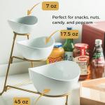 YHOSSEUN 3 Tier Serving Stand Oval Serving Bowl with Metal Rack, Tied Serving Bowls Food Display Dessert Appetizer, Chip and Dip Serving Bowl Set for Parties, Gold-45oz / 17.5oz / 7oz