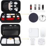 BOVKE Hard Electronics Organizer, Travel Cable Organizer Bag, Tech Organizer Case for Power apter Chargers Cables Earbuds Flash Drives and Other Electronics Accessories & Supplies, Black