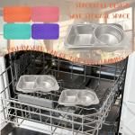 4 Pack Stainless Steel Snack Container with Spoon and Fork,Snack Containers with Silicone Lids,Compartment Reusable Leak-Proof Design for Outdoor Camping Portable Food Storage