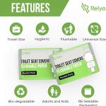 Toilet Seat Cover Paper Flushable (50 Pack) - XL for ults and Kids Potty Training, 100% Biodegrable Travel Supplies Essentials for Public Restrooms, Airplane, Camping, Festivals