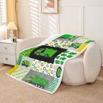 Green Garbage Truck Plush Blanket Powered Waste Management Recycling Trucks Fleece Throw Blanket Cartoon Garbage Truck Sherpa Blanket for Kids Boys Girls Car Fuzzy Blanket Twin 60"x80"