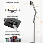 Tablet Floor Stand, 360-degree Rotatable Metal Tablet Stand Holder, justable Kindle Holder, Universal Phone Stand for iP/iPhoneX/iP Pro or Other 4.7~12.9 Inch-Screen Devices (Black)