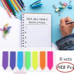 Sticky Notes Flags 1120 Pcs, 7 Color Index Tabs Index Flag Bright Colors Page Index Stickers Translucent Page Makers for Page Bookmarks (Arrows)