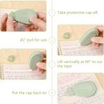 5pcs White Correction Out Tape, 32.81 Feet Cute Correction Tape for Instant Corrections, Easy to Use Applicator for Office and School Supplies (Green)