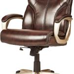 Basics Executive Home Office Desk Chair with Pded Armrests, justable Height and Tilt, Rolling Swivel Chair, 275 Pound Capacity, Brown and Gold