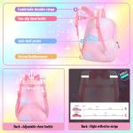 Rainbow Backpack For Girls Kids,Cute Student School Backpack With Pen Bag,Aesthetic Starry Rainbow Laptop Travel Bag