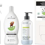 Bundle of ATTITUDE All-Purpose Cleaner, EWG Verified, Vegan Unscented, 27.1 Fl Oz + Dishwashing Liquid, 23.7 Fl Oz + Laundry Detergent, Bulk Refill, 80 Los + Hand Soap for Sensitive Skin, 16 Fl Oz