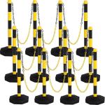 12 Pack Traffic Delineator Post Cones Include Fillable Base Expandable Traffic Safety Barrier 5 Feet Plastic Chain, Industrial Safety Cones Construction Cones for Parking Lot (Yellow and Black)