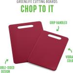 GreenLife Cutting Board Set 8x12" & 10x14", Extra Durable, Meal Prep, Non-Slip, Grip Handles, Crack Resistant, Dishwasher Safe, Reversible, Versatile Kitchen Essentials, Red