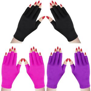 Syhood 3 Pair UV Gloves for Nail Lamp Upf50+ UV Fingerless Protection Glove for Manicures Art Protect Hands from Nail Lamp