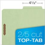 Pendaflex Recycled Classification File Folders, 2 Dividers, 2" Embedded Fasteners, 2/5 Tab Cut, Letter Size, Light Green, Box of 10 (24076R)