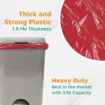 PlasticMill Heavy Duty Trash Bags - Red Garbage Bags - Plastic Waste Bags - Tall Trash Sacs, Trash Can Liners - 33-Gallon Large Kitchen Trash Bags, 1.5 Mil, 33"x39" (100-Count)