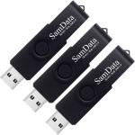 USB Flash Drive 8GB 3 Pack USB 2.0 Thumb Drive Swivel Memory Stick Data Storage Jump Drive Zip Drive Drive with Led Indicator (Black, 8GB-3Pack)