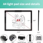 A4 Light Box for Tracing - Rechargeable Diamond Painting Light Board with Carry Case, Stepless Dimmable 6 Levels Brightness Light Table, Battery Powered Portable Light P for Weeding Vinyl Tracing