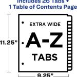 Avery Extra-Wide Dividers for 3 Ring Binders, 26 Tabs per Set, Customizable Table of Contents, Multicolor Tabs, Works Great with Sheet Protectors (11166)